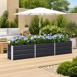 Elevate Your Space with an Anthracite Steel Planter 240x40x45cm