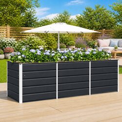 Steel Planter 240x80x75cm Anthracite Garden Outdoor Indoor Patio Container Box