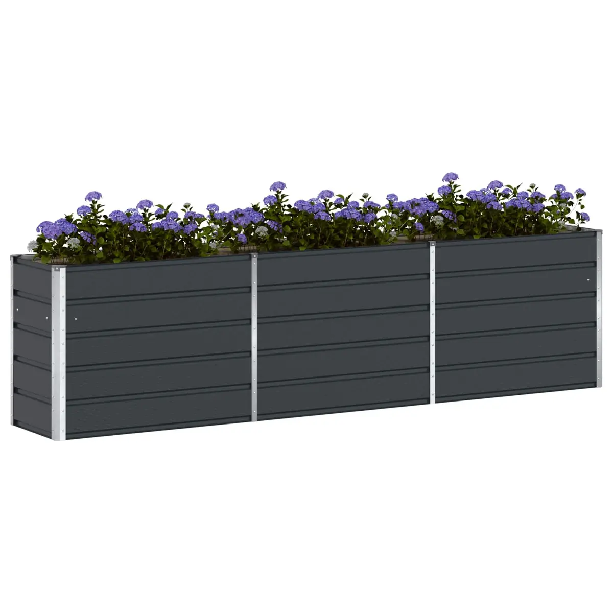 Steel Planter 290 x 50 x 75 cm Galvanised Anthracite Modern Outdoor Raised Bed