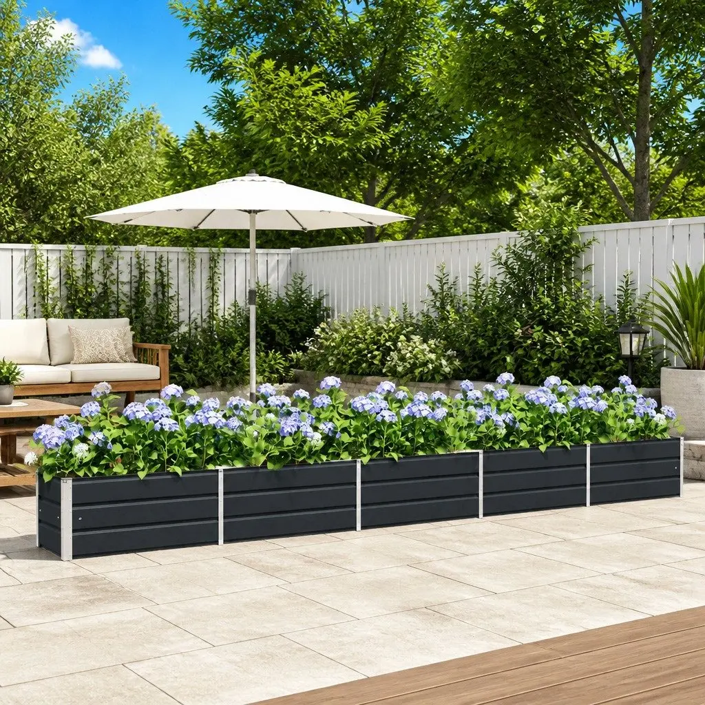 Steel Planter 480 x 50 x 45 cm Galvanised Outdoor Garden Raised Bed