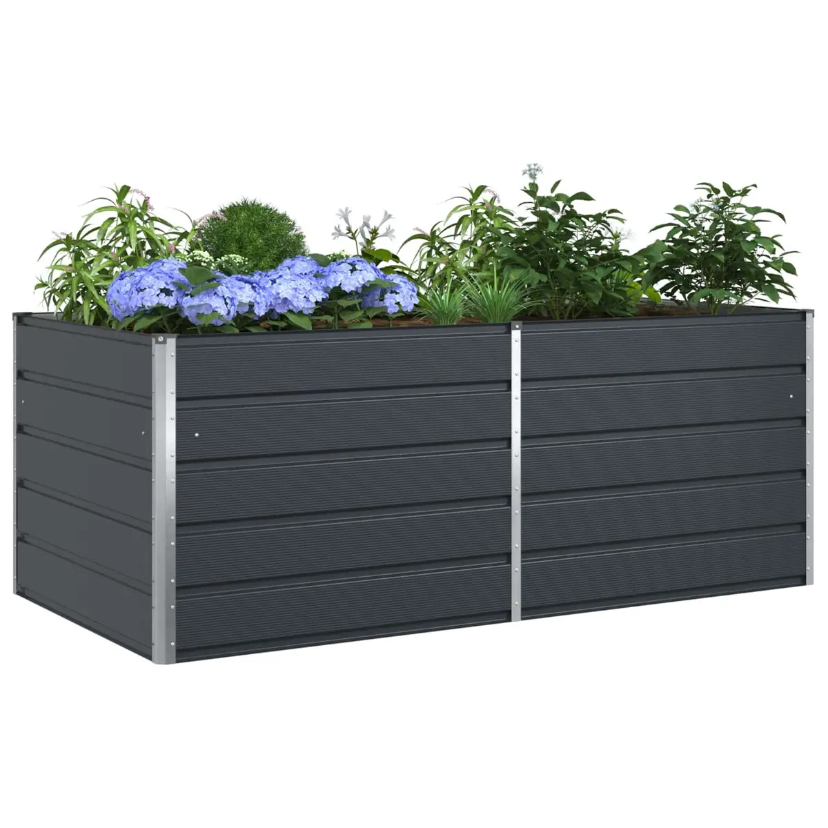 Large Steel Planter 195 x 100 x 75 cm Galvanized Outdoor Garden