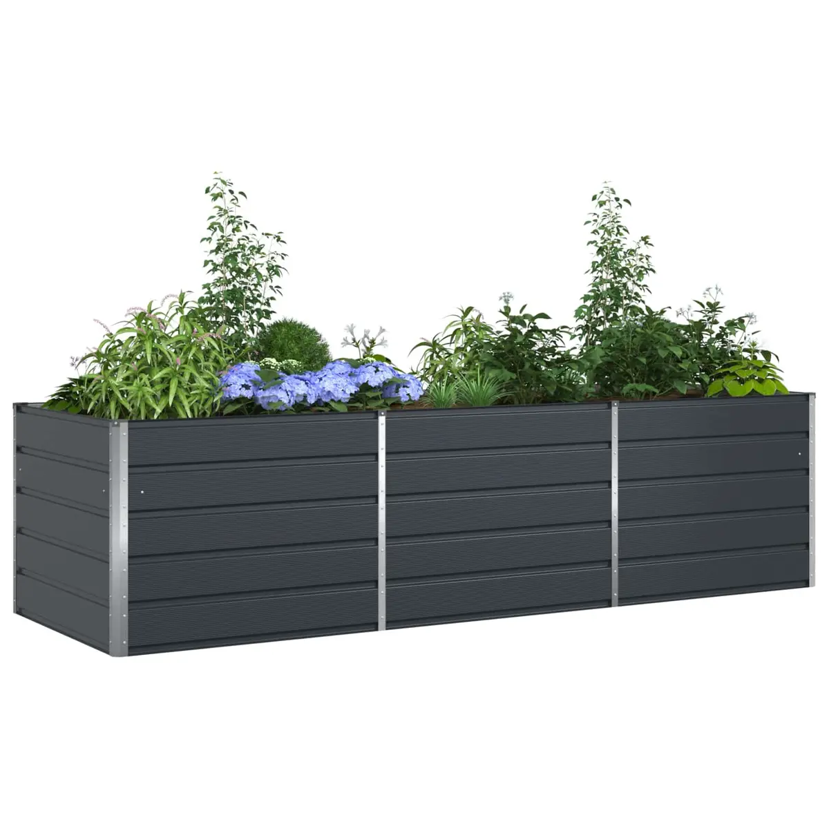 Steel Planter 290 x 100 x 75 cm Galvanised Outdoor Patio Pot