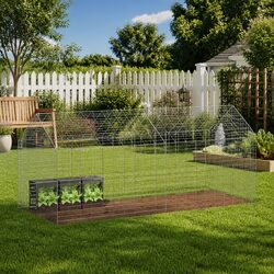 Stylish Silver Outdoor Rabbit Habitat 200x78x78cm