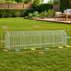 Rabbit Cage Outdoor Silver 400x78x78cm Galvanised Steel Garden Hutch Enclosure