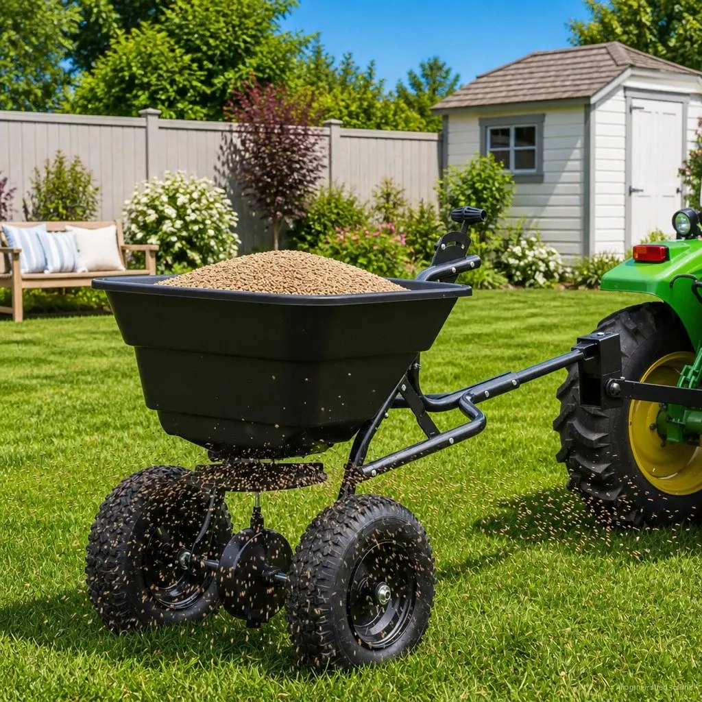 Spreader 53 x 108 x 74 cm Black Industrial Lawn Seed Fertiliser Garden Tool