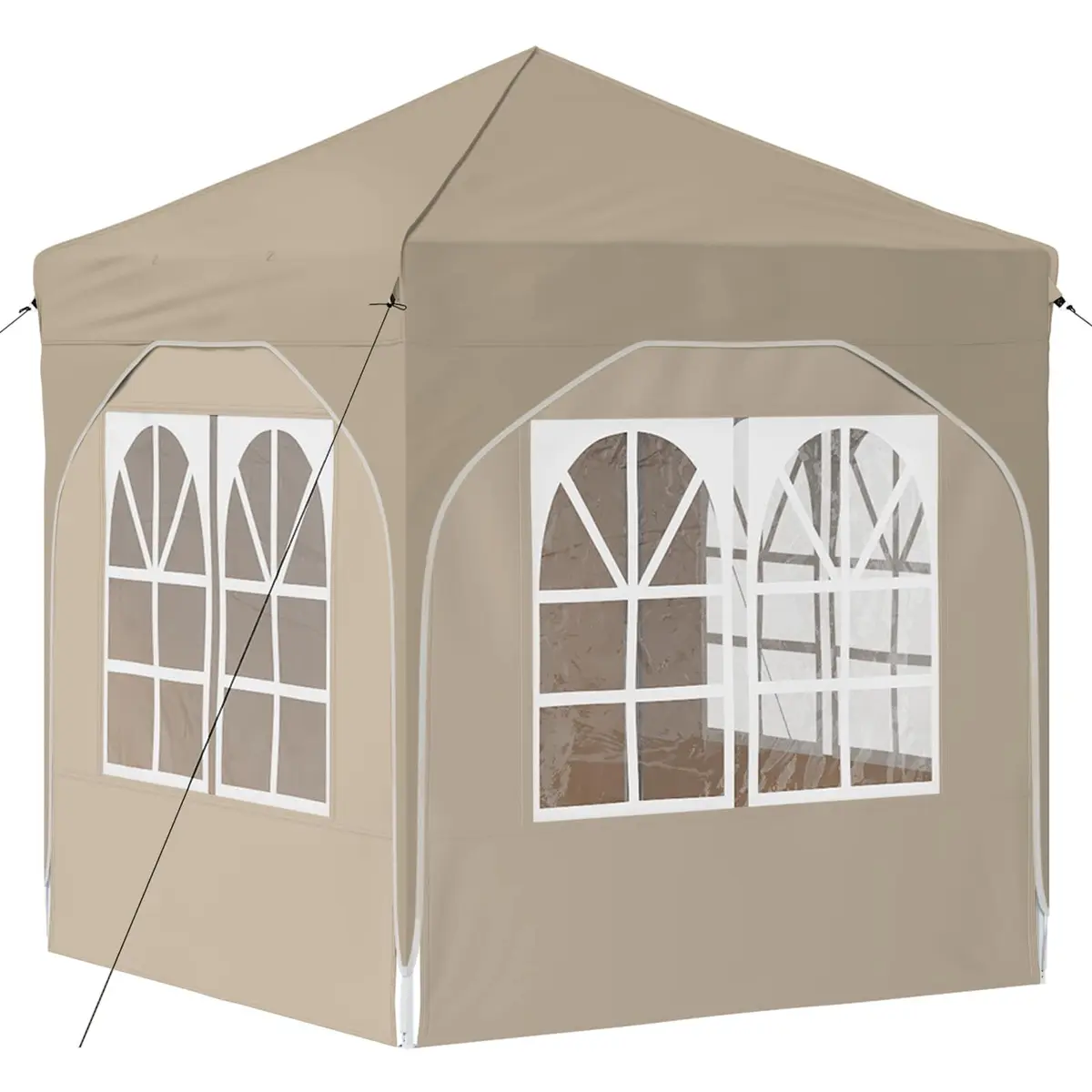 Pop-up Party Tent 192x192cm Waterproof UV Resistant Adjustable Height Cream