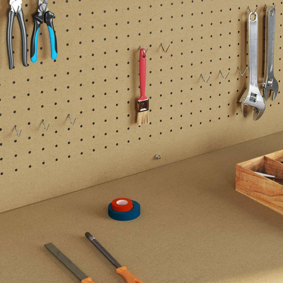Workbench Black 81 x 41 x 145 cm Engineered Wood Top Metal Frame Pegboard Drawer