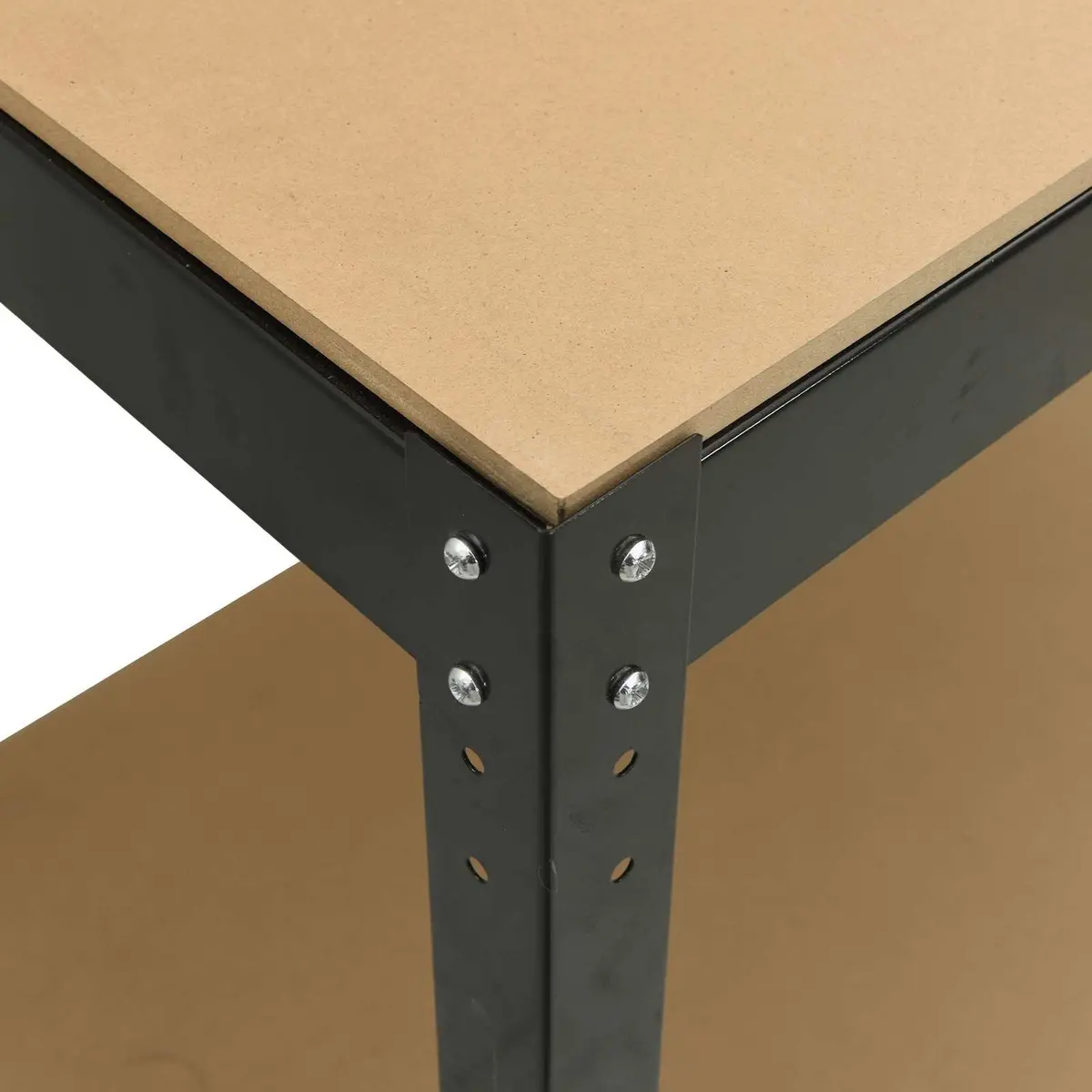 Workbench Engineered Wood and Metal Frame Black 81x41x145cm with Pegboard and Drawer
