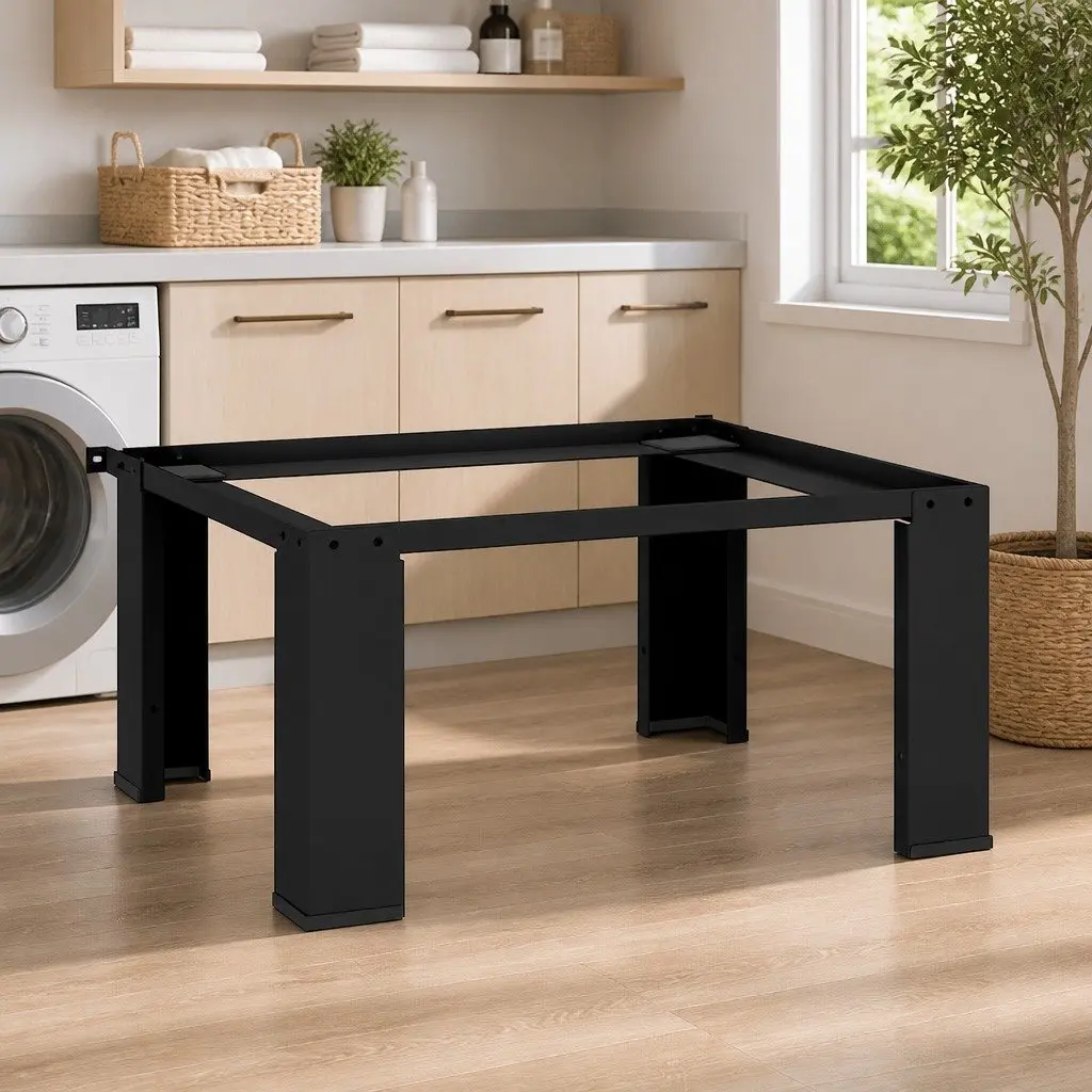 Washing Machine Pedestal Black Steel Height Elevation Laundry Room Riser Stand