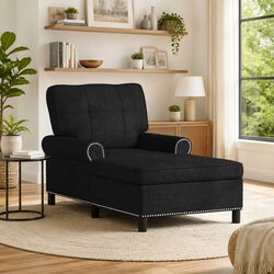 Lounge Chair with Cushion Black Chaise Modern Living Room Bedroom Furniture