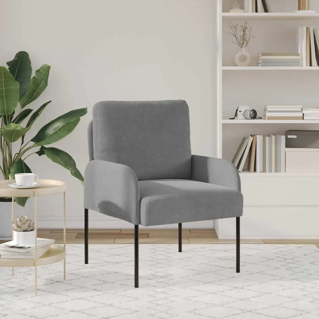 Grey Sofa with Cushion Modern Living Room Furniture Polyester Upholstery Metal