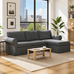 Stylish Dark Grey Fabric Sofa for Contemporary Spaces 245x138x80cm