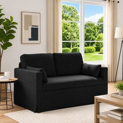 Stylish Black Fabric Sofa 139x78x80cm for Modern Spaces