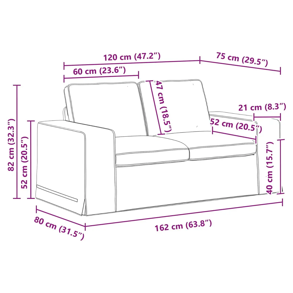 Modern Grey Sofa 162x80x82cm Modular Sectional Lounge Living Room Furniture