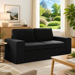 Modular Sofa Black 182cm Wide Lounge Sectional Fabric Couch Living Room
