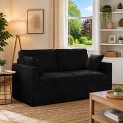 Black Velvet Sofa Modern Lounge Couch Living Room Furniture 158cm Wide Modular