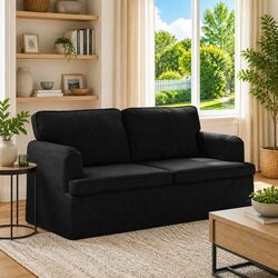 Black Fabric Sofa 162x80x85cm Modern Living Room Bedroom Modular Lounge Couch