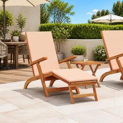 Sun Lounger Reclining Folding Garden Outdoor Chair with Adjustable Backrest