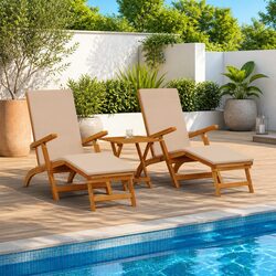 Outdoor Patio Sun Lounger Chair Duo - Adjustable Comfort