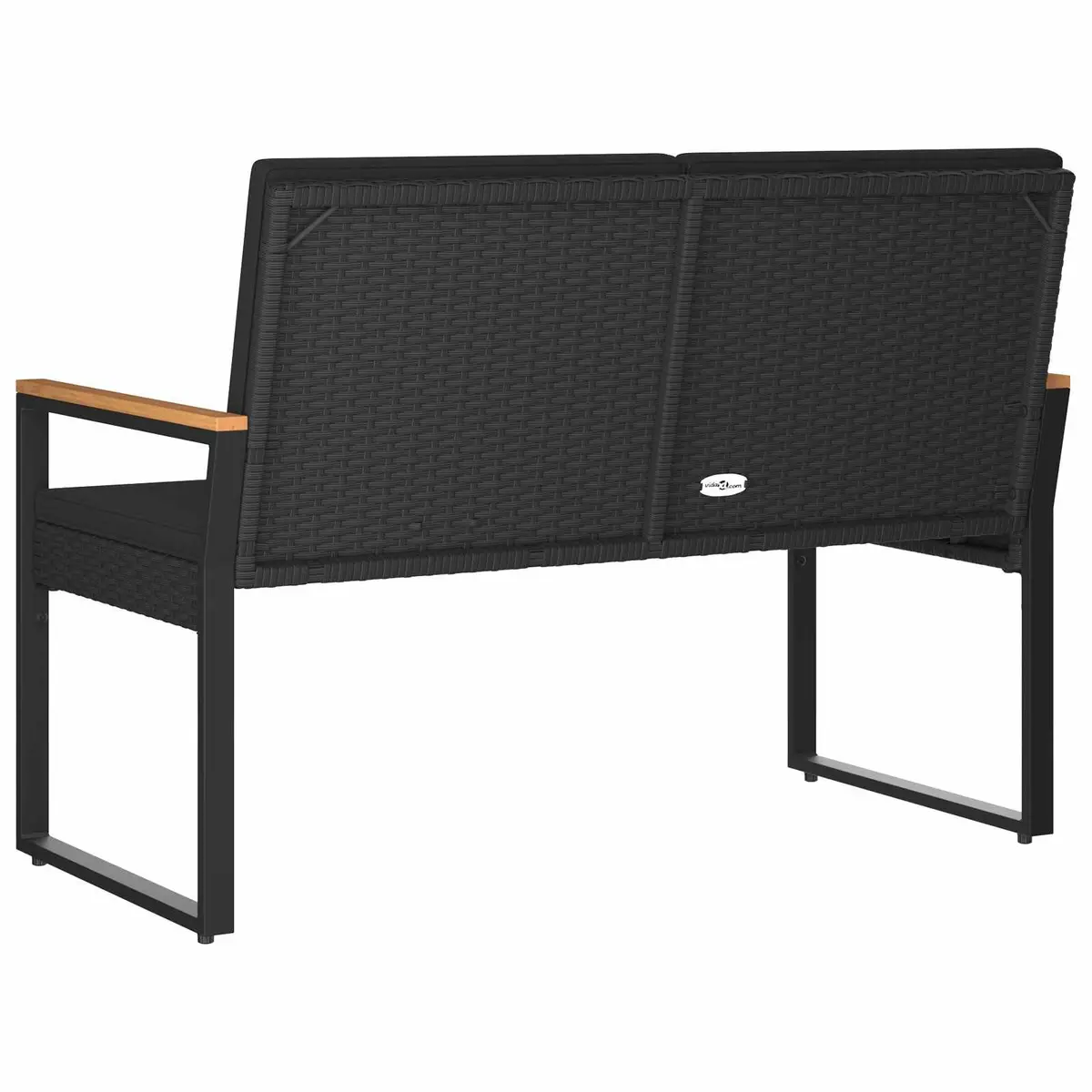 Outdoor Bench 107cm Black Poly Rattan Steel Frame with Removable Cushion