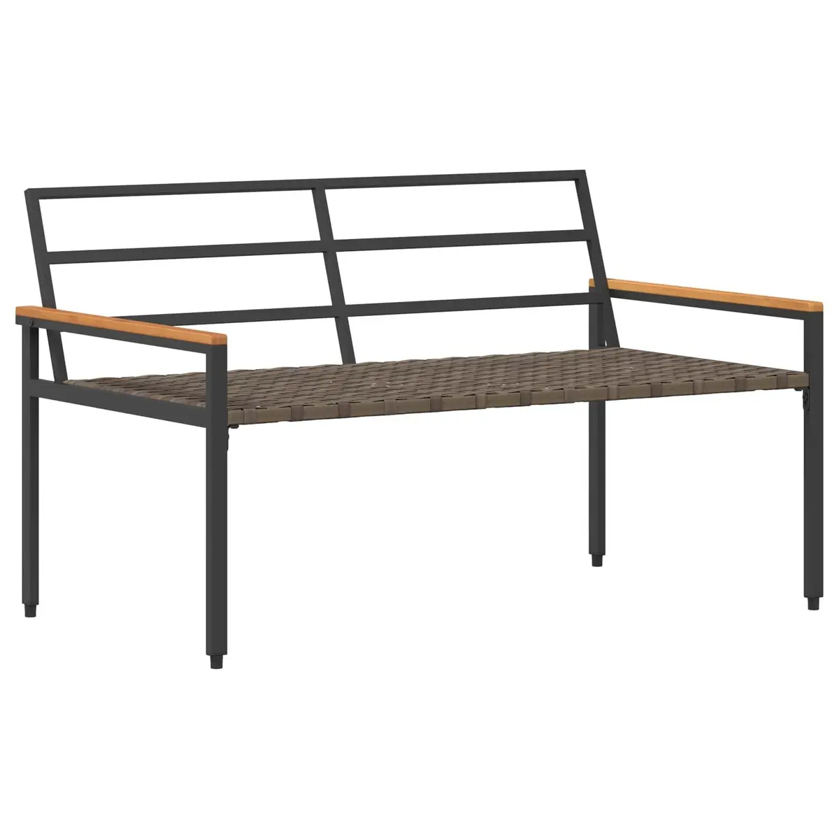 Outdoor Bench 2-Seater Poly Rattan Acacia Wood Backrest Garden Patio Seating
