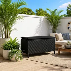 Black Garden Footstool with Removable Cushion for Stylish Spaces