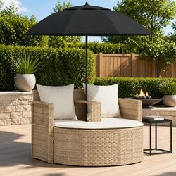Outdoor Lounge Furniture Set: 8 Piece Sofa Set with Parasol