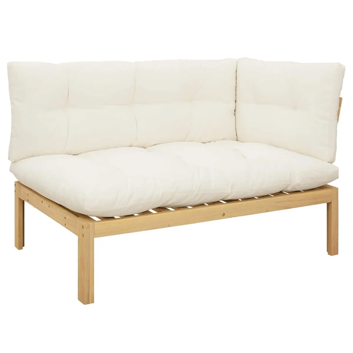 Corner Sofa Unit Outdoor Sectional Acacia Wood Weather-Resistant with Cushion