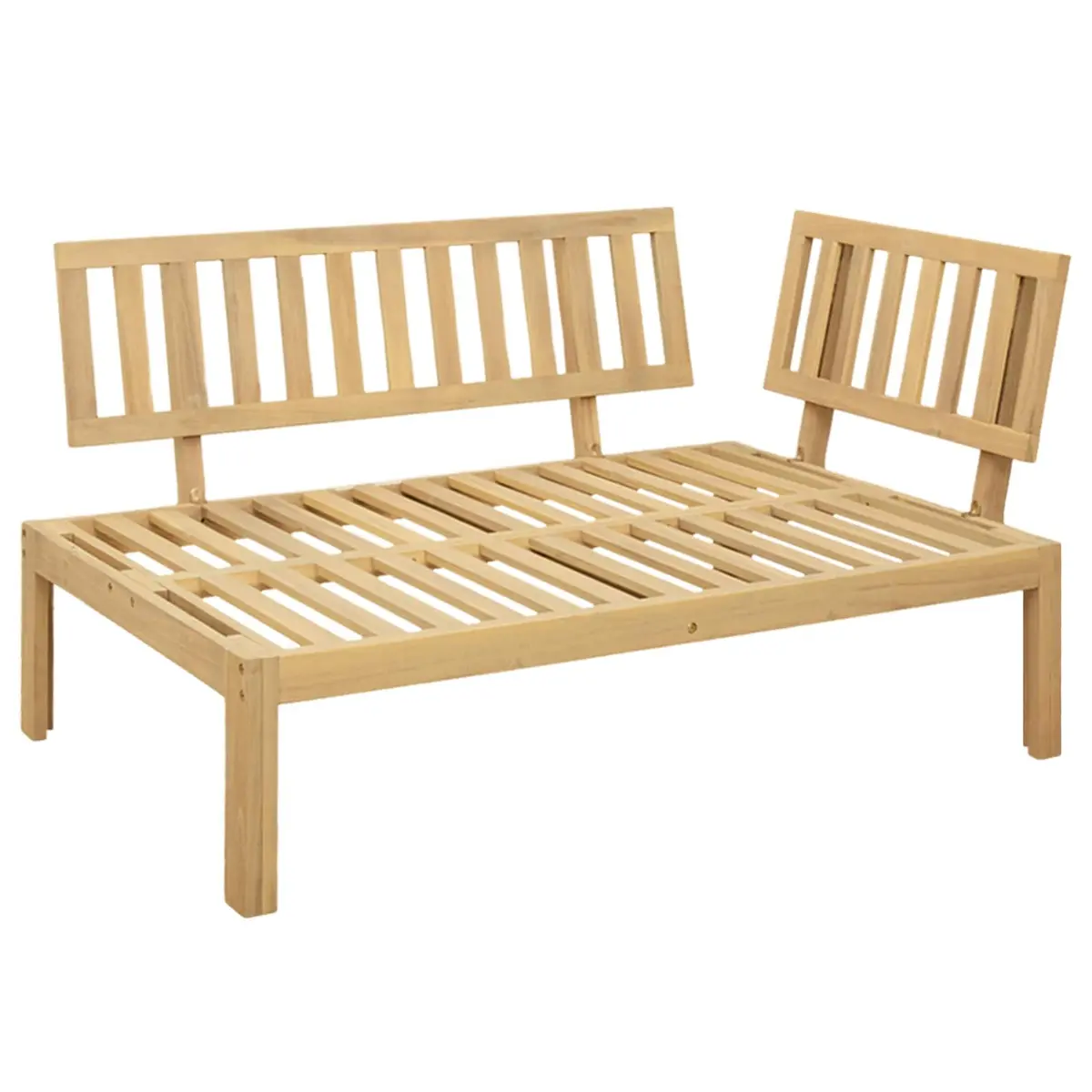 Corner Sofa Unit Outdoor Sectional Acacia Wood Weather-Resistant with Cushion