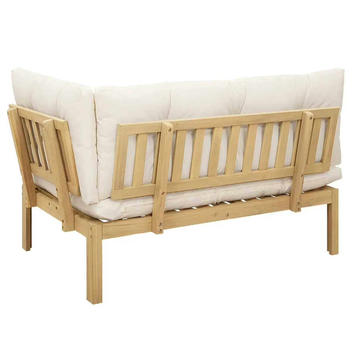 Corner Sofa Unit Outdoor Sectional Acacia Wood Weather-Resistant with Cushion