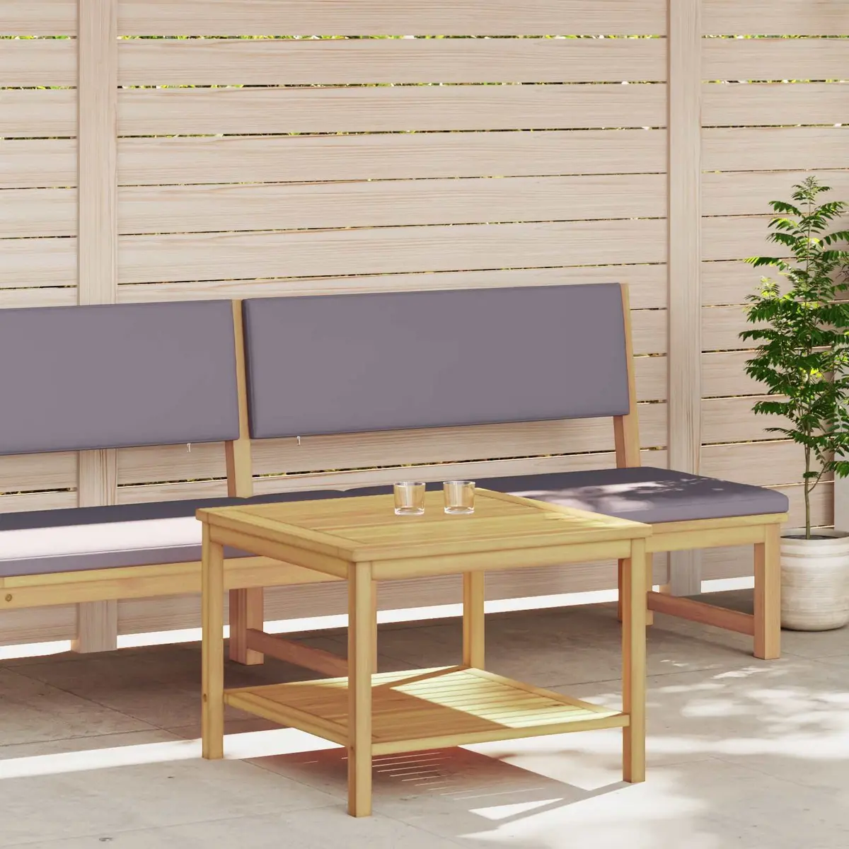 Side Table Solid Acacia Wood 60x60x45cm Rustic Garden Patio Accent Furniture