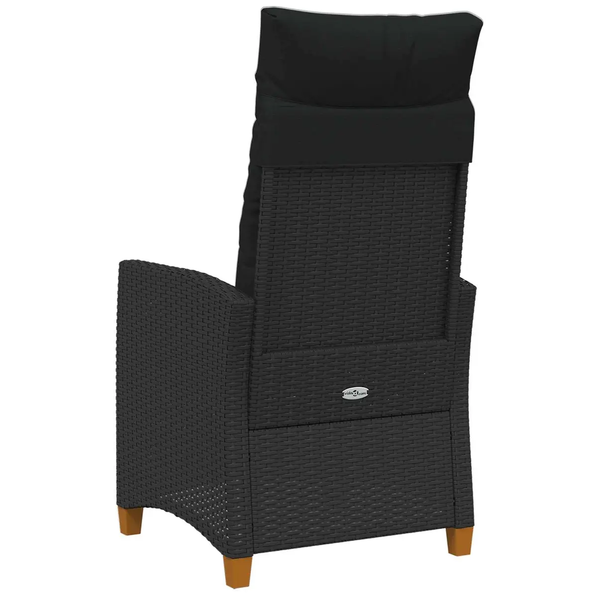 Outdoor Reclining Chair Black Adjustable Backrest with Integrated Table