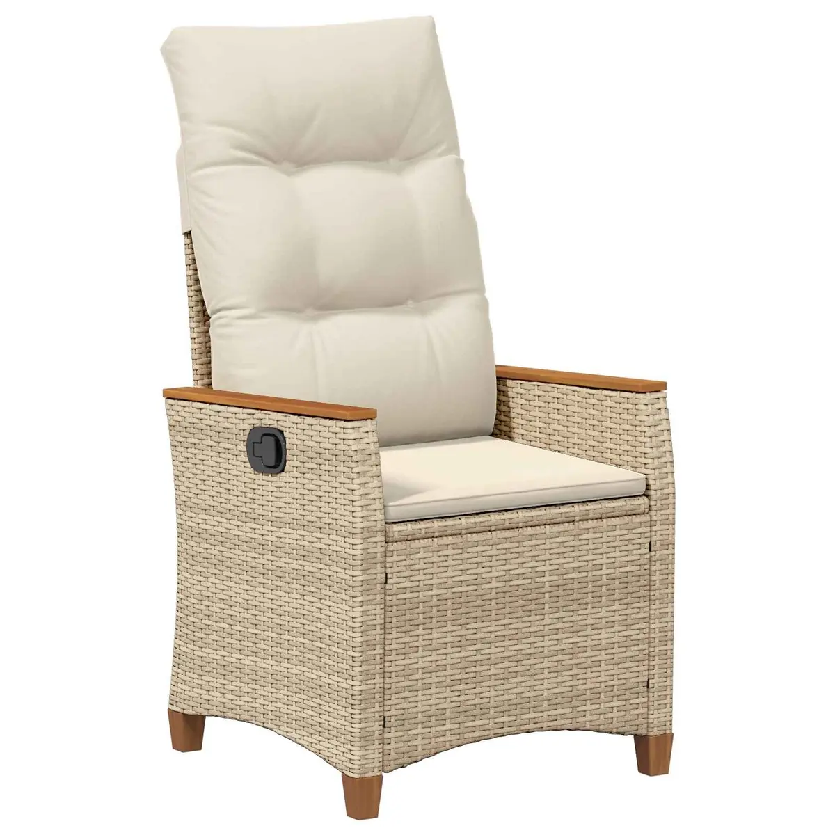 Reclining Garden Chair Beige Adjustable Backrest Outdoor Seating