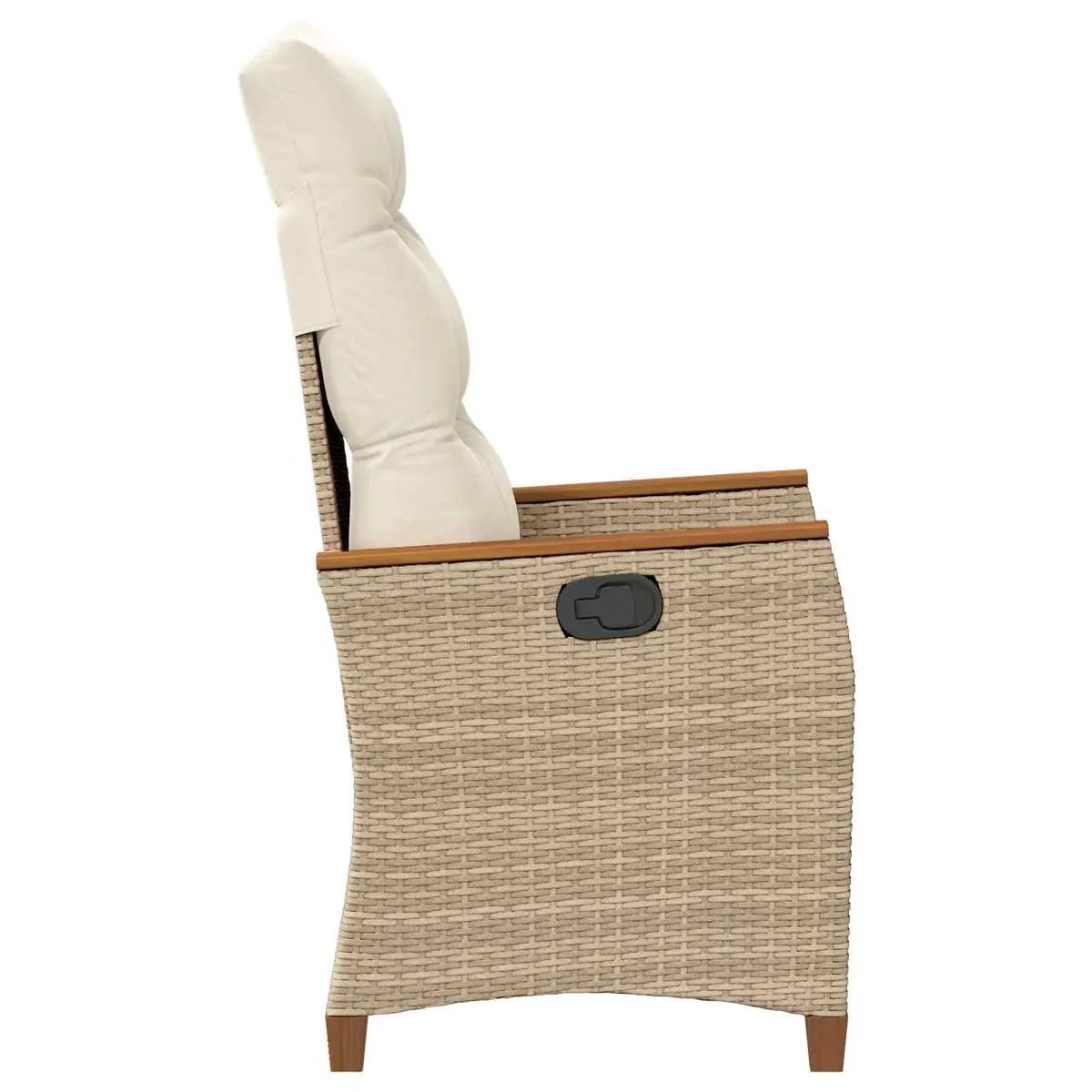 Reclining Garden Chair Beige Adjustable Backrest Outdoor Seating