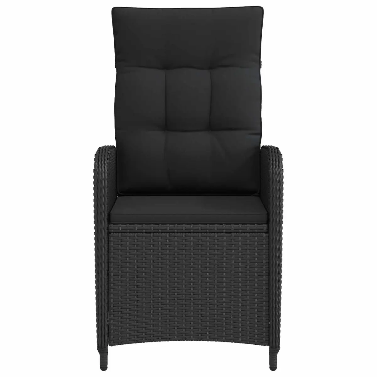 Reclining Garden Chair Black Poly Rattan Adjustable Backrest