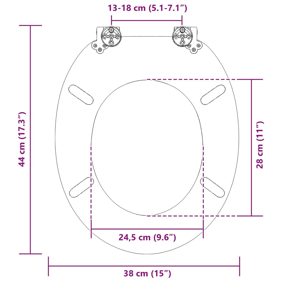 Toilet Seat 44 x 38 cm Soft-Close White MDF Board Bathroom Fixture