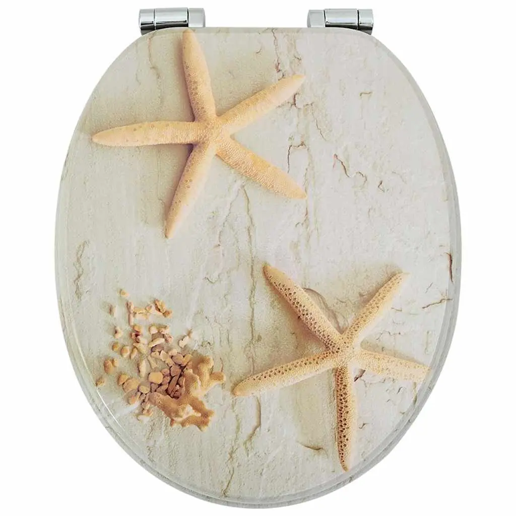 Soft-Close Toilet Seat 44 x 38 cm Yellow White MDF Non-Slip Bumpers