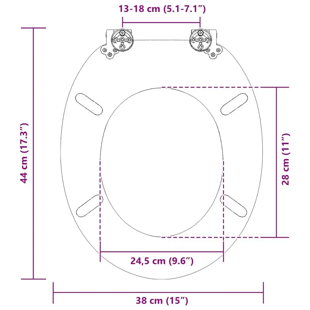 Soft-Close Toilet Seat 44 x 38 cm Yellow White MDF Non-Slip Bumpers