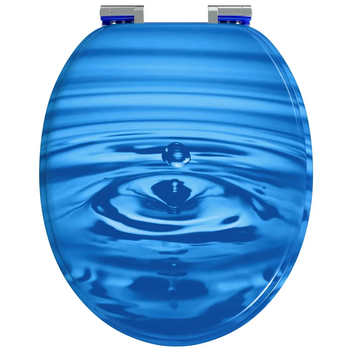 Soft-Close Toilet Seat 44 x 38 cm Blue MDF Board Gentle Closing Lid Bathroom Fixture