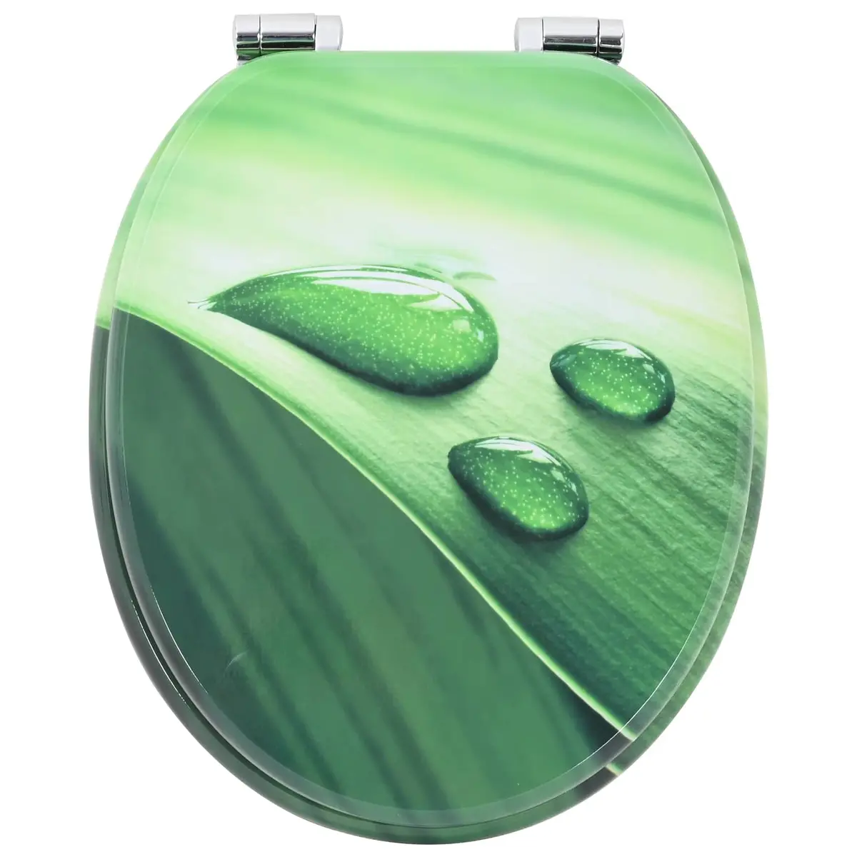 Soft-Close Toilet Seat 44 x 38 cm Green MDF Board Gentle Closing Mechanism