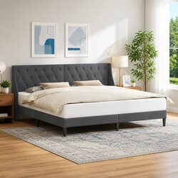 Elevate Your Space with a Dark Grey Velvet Bed Frame 180 x 200 cm