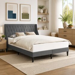 Elevate Your Bedroom with a Dark Grey Velvet Bed Frame 137 x 190 cm
