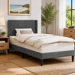 Elegant Dark Grey Velvet Bed Frame for a Modern Look