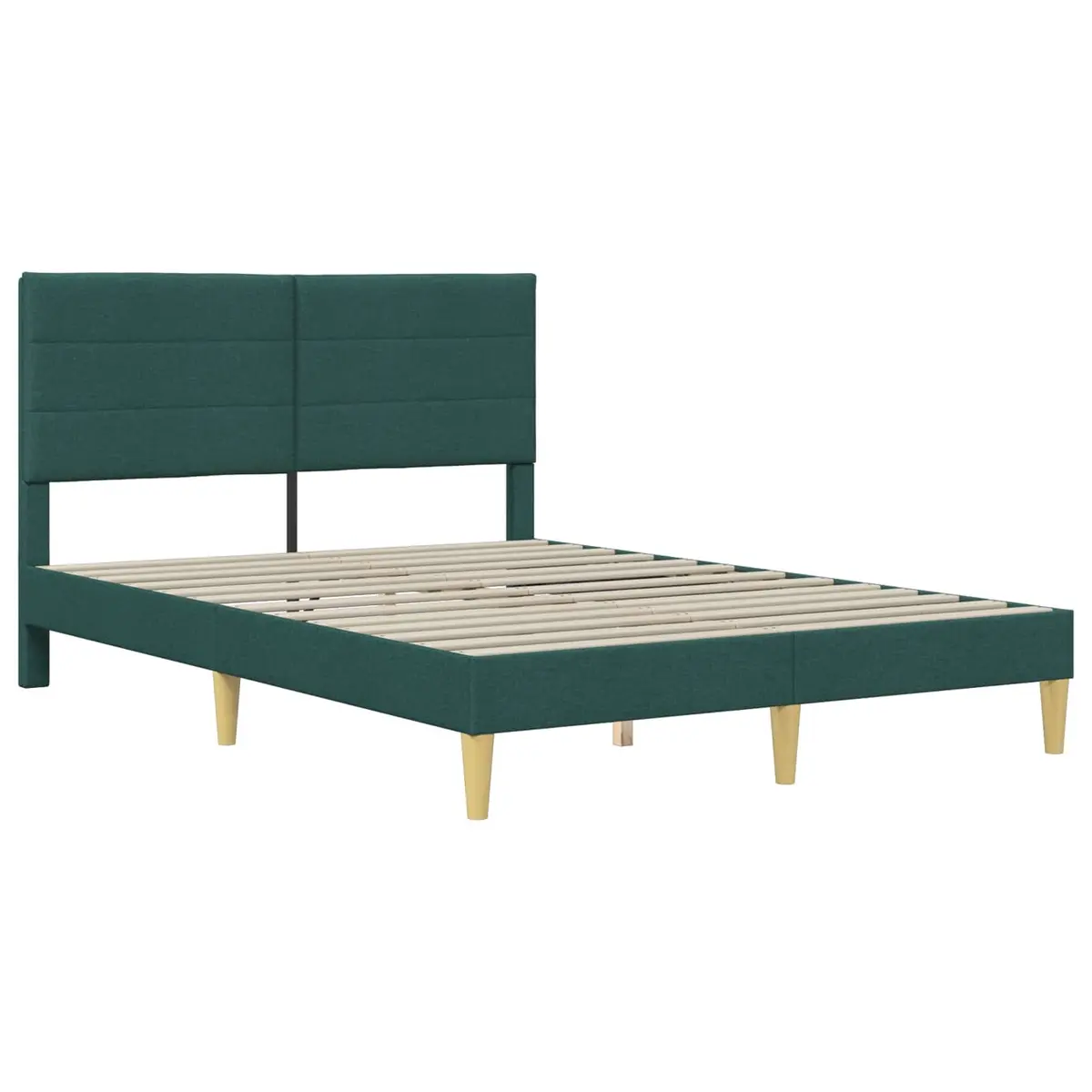 Bed Frame with Dark Grey Fabric Headboard Modern Design 137 x 190 cm Platform