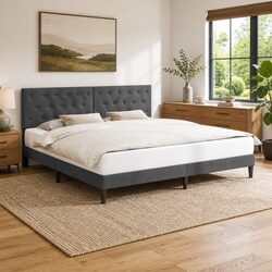 Elevate Your Bedroom with a Grey Velvet Bed Frame 180 x 200 cm