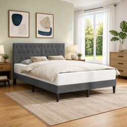 Upgrade Your Bedroom with a Dark Grey Velvet Bed Frame