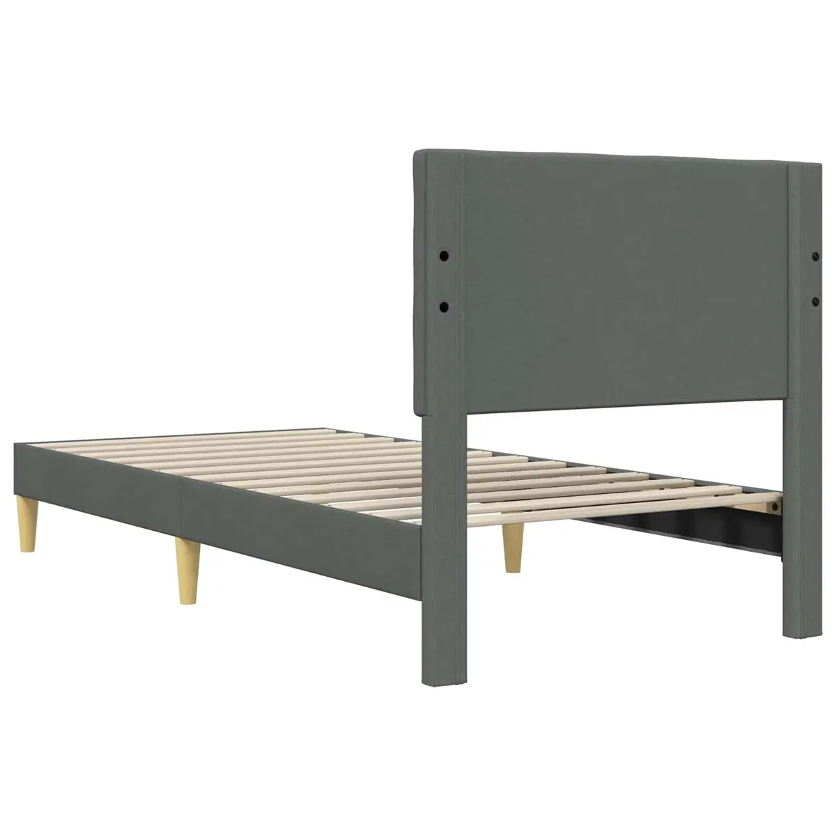 Bed Frame with Fabric Headboard Dark Grey 107 x 203 cm Modern Bedroom Furniture