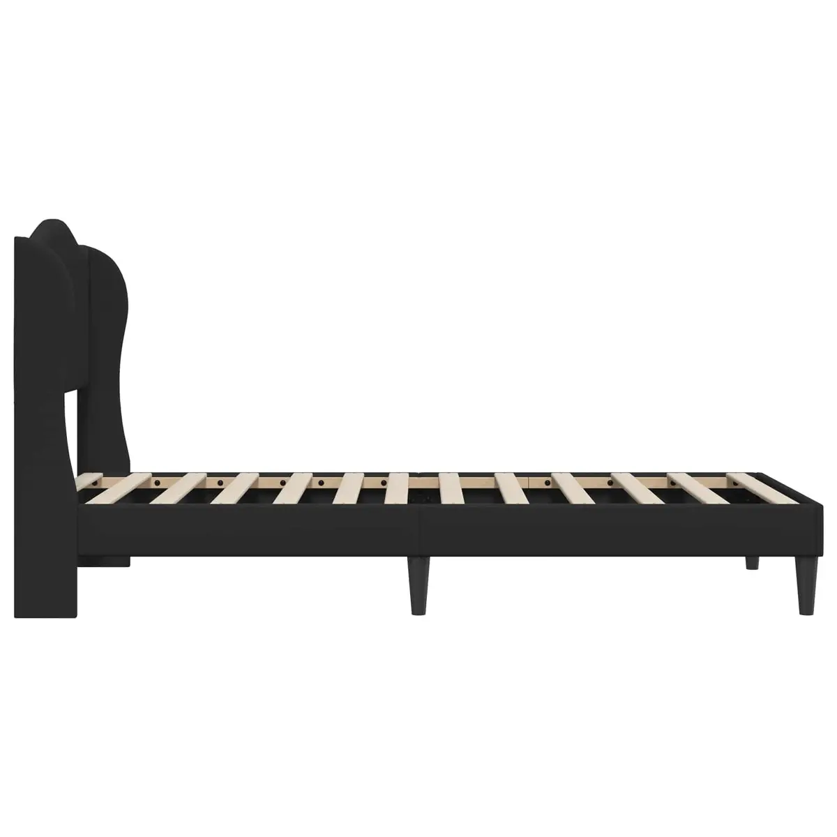 Bed Frame 90 x 190 cm Faux Leather Headboard Modern Slatted Base