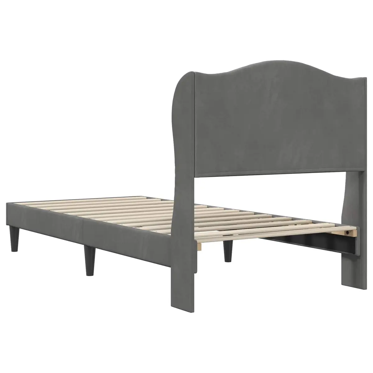 Bed Frame with Velvet Headboard Dark Grey 90 x 190 cm Modern Bedroom Furniture