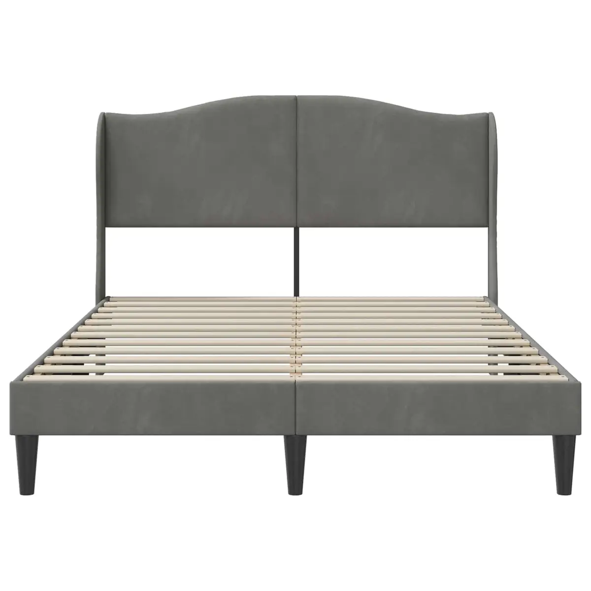 Bed Frame with Velvet Headboard Dark Grey 137 x 190 cm Modern Bedroom Furniture